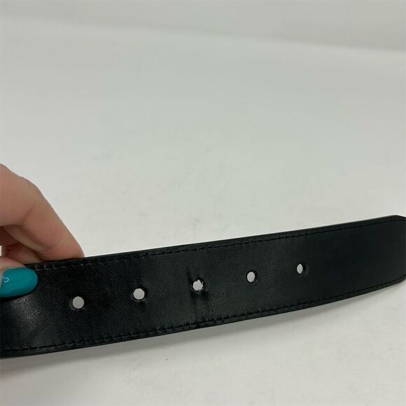 Kenneth Cole Men's Black Italian Leather Dress Belt Size 36 Silver Tone Buckle - Picture 8 of 10